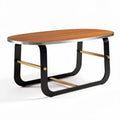 Oval coffee table with wooden top and metal frame 120 x 60 x 45cm