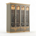 Modern cabinet with glass doors and wood frame in neutral tones 120 x 40 x 180cm