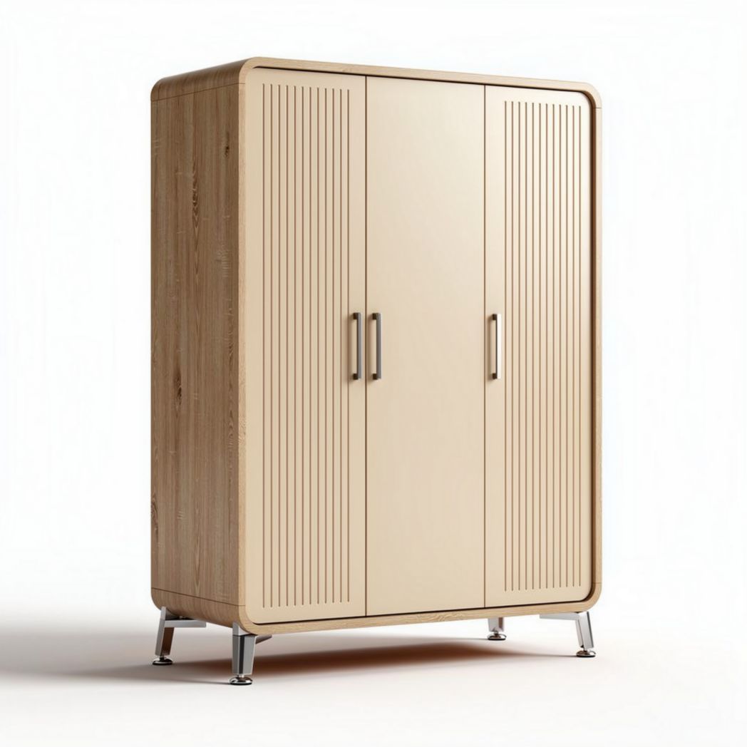 Wooden storage cabinet with multiple doors and metal legs 180 x 90 x 50cm