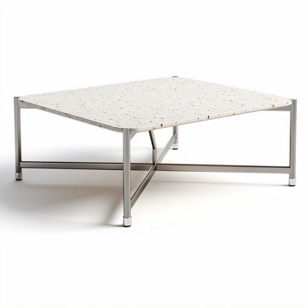 Square coffee table with terrazzo top and metal frame 90 x 90 x 40cm