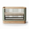 Wooden baby crib with breathable slats in sage green finish 120 x 60 x 80cm
