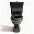 Black ceramic toilet with gold accents suitable for modern bathrooms 75 x 40 x 40cm
