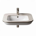Ceramic bathroom sink with rectangular design and brushed nickel faucet 40 x 25 x 12cm