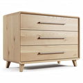 Natural wood three-drawer chest for storage 80 x 40 x 70cm