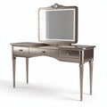 Silver wooden vanity table with mirror and storage drawers 120 x 45 x 80cm